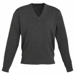 Biz Collection WP6008 Mens Woolmix V Neck Pullover, Charcoal