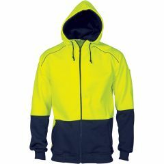 DNC 3728 300gsm Poly/Cotton Contrast Piping Fleecy Hoodie, Yellow/Navy