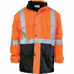 DNC 3863 300D H Style Reflective Long Quilted Jacket, Orange/Navy