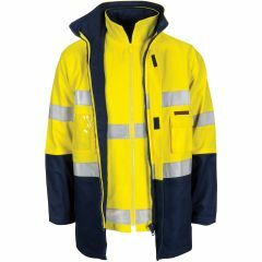 DNC 3764 311gsm Hoop Reflective Cotton Drill 4 in 1 Jacket, Yellow/Navy