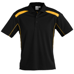 Biz Collection P244MS Mens United Short Sleeve Polo 155gsm, Black/Gold