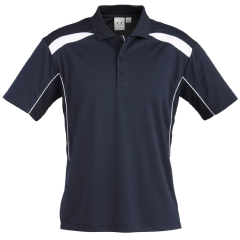 Biz Collection P244MS Mens United Short Sleeve Polo 155gsm, Navy/White
