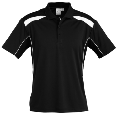 Biz Collection P244MS Mens United Short Sleeve Polo 155gsm, Black/White
