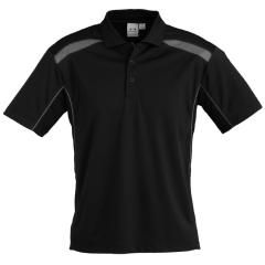 Biz Collection P244MS Mens United Short Sleeve Polo 155gsm, Black/Ash