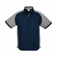 Biz Collection S10112 Mens Nitro Short Sleeve Shirt, Navy/Grey/White