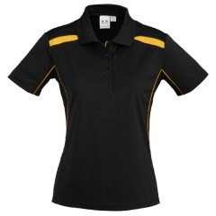 Biz Collection P244LS Ladies United Short Sleeve Polo 155gsm, Black/Gold