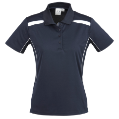 Biz Collection P244LS Ladies United Short Sleeve Polo 155gsm, Navy/White