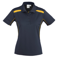 Biz Collection P244LS Ladies United Short Sleeve Polo 155gsm, Navy/Gold