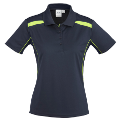 Biz Collection P244LS Ladies United Short Sleeve Polo 155gsm, Navy/Lime