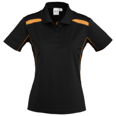 Biz Collection P244LS Ladies United Short Sleeve Polo 155gsm, Black/Orange