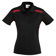 Biz Collection P244LS Ladies United Short Sleeve Polo 155gsm, Black/Red