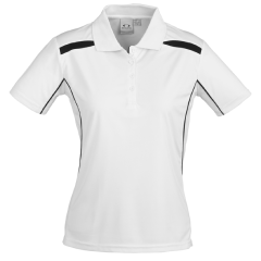 Biz Collection P244LS Ladies United Short Sleeve Polo 155gsm, White/Black
