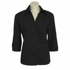 biz Ladies Metro 3_4 Sleeve Shirt Black
