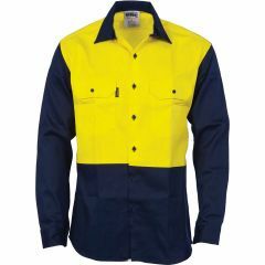DNC 3406 Patron Saint F/R Cotton Drill Shirt, Long Sleeve, Yellow/Navy
