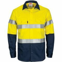 DNC 3409 Patron Saint F/R Hoop Refl. Cotton Drill Shirt, Long Sleeve, Yellow/Navy