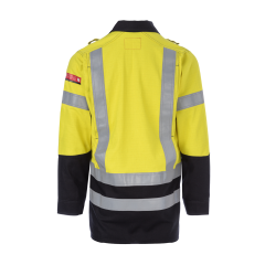 FireBear Arc Rated PPE2 (ATPV 8.8) HiVis Full Button reflective Work Shirt, Long Sleeve, Yellow/Nav