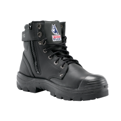 Steel Blue 342152 Argyle Zip Sider Lace Up Safety Boot, Black with Bumpcap & Nitrile Sole