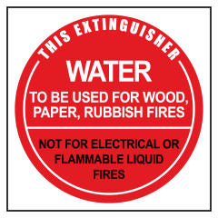 ECONO - 190x190 Poly - Water Fire Extinguisher Identification Sign
