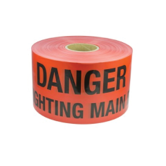 DYNAMAC Detectable Mains Marker Tape, Buried Fire Fighting Main Below - 100mm x 250m (RED)