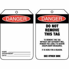 Danger Blank Tag - Cardboard, Pack/100