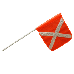 2.5m 2 Piece Mine Safety Flag, Orange Reflective X Flag - Quick Release