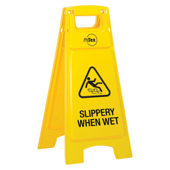 Plastic Sign Stand - Double Sided - Slippery When Wet