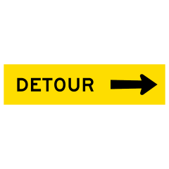 Detour (Right Arrow), Multi Message 1200 x 300mm Corflute Class 1 Reflective