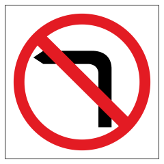 600x600mm - Corflute - Cl.1 - Multi Message - No Left Turn Picto