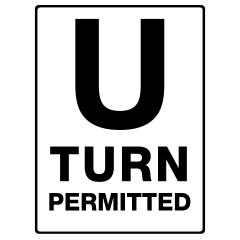 U Turn Permitted, 600 x 450 Aluminium, Class 1 Reflective