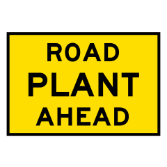 Road Plant Ahead, 900 x 600mm Boxed Edge, Metal Class 1 Reflective
