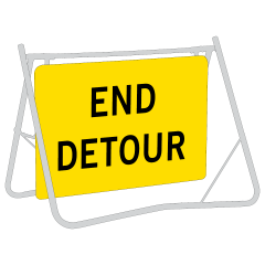 End Detour, 900 x 600mm Metal, Class 1 Reflective, Swing Stand & Sign
