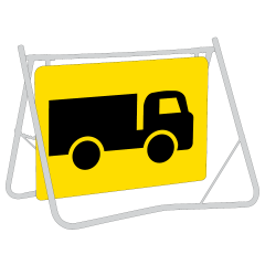 Truck Picto, 900 x 600mm Metal, Class 1 Reflective, Swing Stand & Sign