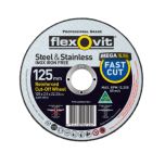 Flexovit 66253371411 Cutting Disc 125 x 1 x 22.23 mm Steel & Stainless Mega Inox Tub - 100 Piece